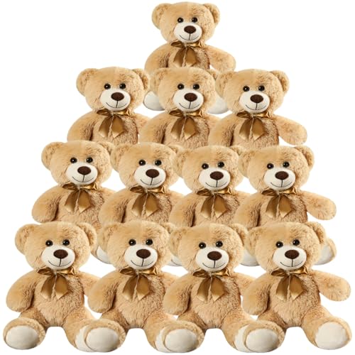 SNOWOLF 12 Pcs Teddy Bears Bulk Baby Shower 137 inch Small Teddy Bear Stuffed Animal Toys for Christmas Valentines Mothers Day Centerpieces Decorations for Kids Adults Light Brown - Image 5