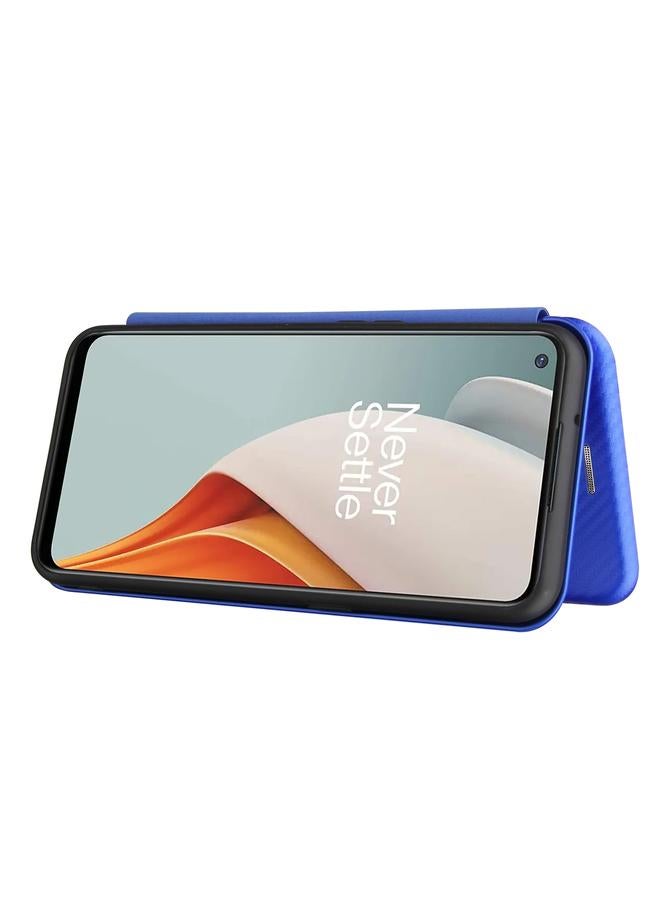 اس-توب جراب لهاتف OnePlus Nord N100 مصنوع من ألياف الكربون مع قلاب أفقي مصنوع من مادة TPU + PC + جلد PU مع فتحة للبطاقات - Image 4