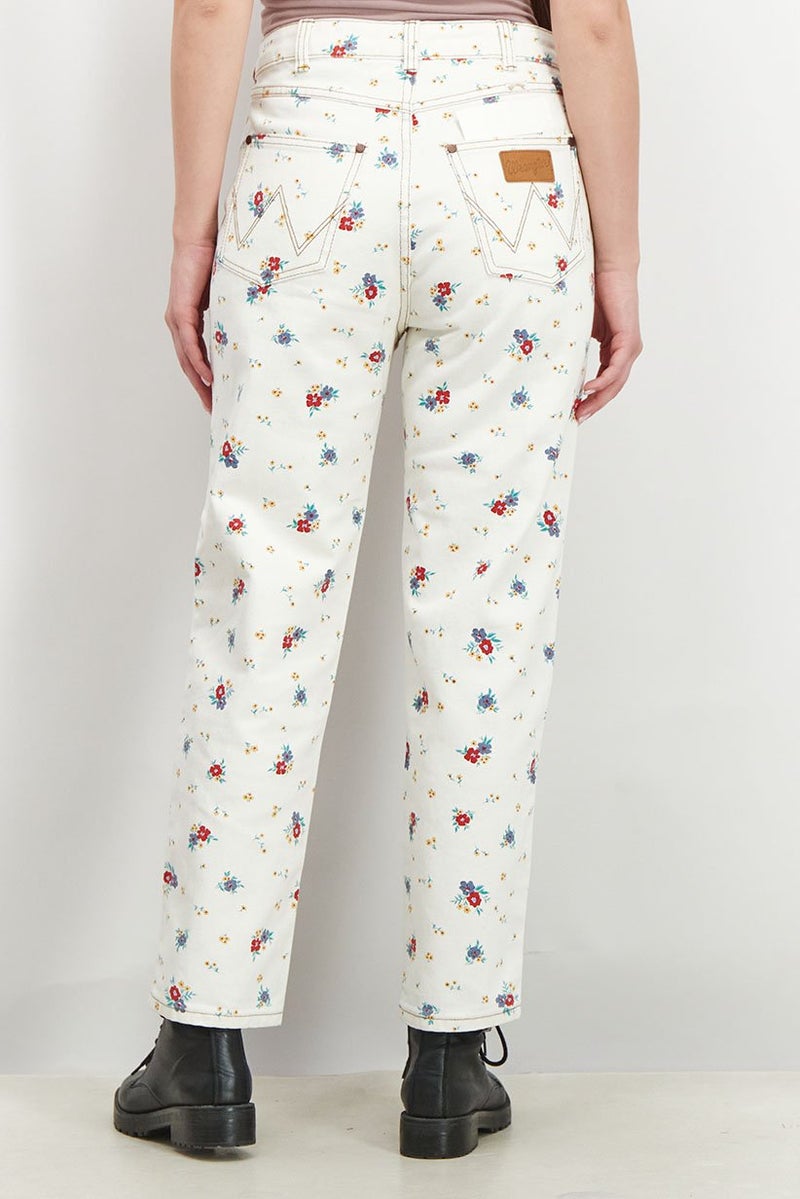 Billabong Women Regular Fit Floral Print Non,Stretchable Straight Jeans, Cream - Image 3