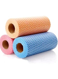 1 Roll Reusable Cleaning Towels 50 Count, Multi-Purpose Non-Stick Wipes and Cloths, Household Paper Towels for Kitchen and Home - Multicolor