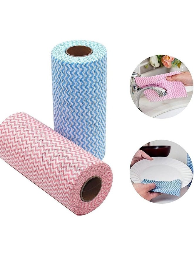 Generic - 1 Roll Reusable Cleaning Towels 50 Count, Multi-Purpose Non-Stick Wipes and Cloths, Household Paper Towels for Kitchen and Home - Multicolor - Image 1
