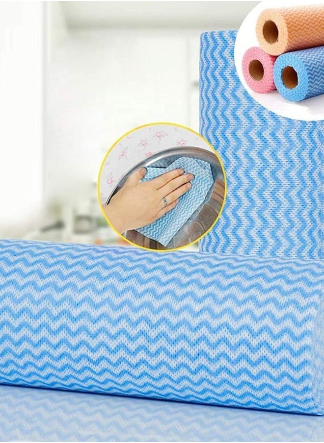 Generic - 1 Roll Reusable Cleaning Towels 50 Count, Multi-Purpose Non-Stick Wipes and Cloths, Household Paper Towels for Kitchen and Home - Multicolor - Image 1