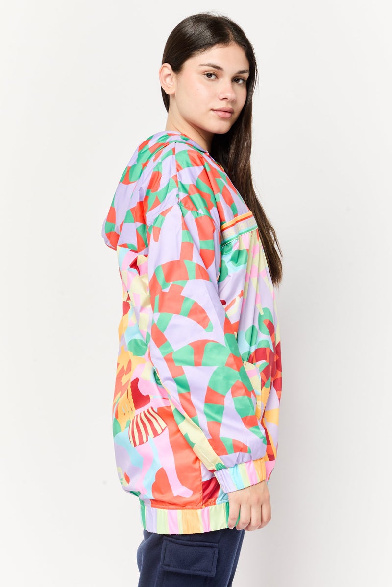 Adidas Women Loose Fit Brand Logo Outdoor Jacket, Multicolor - Image 3