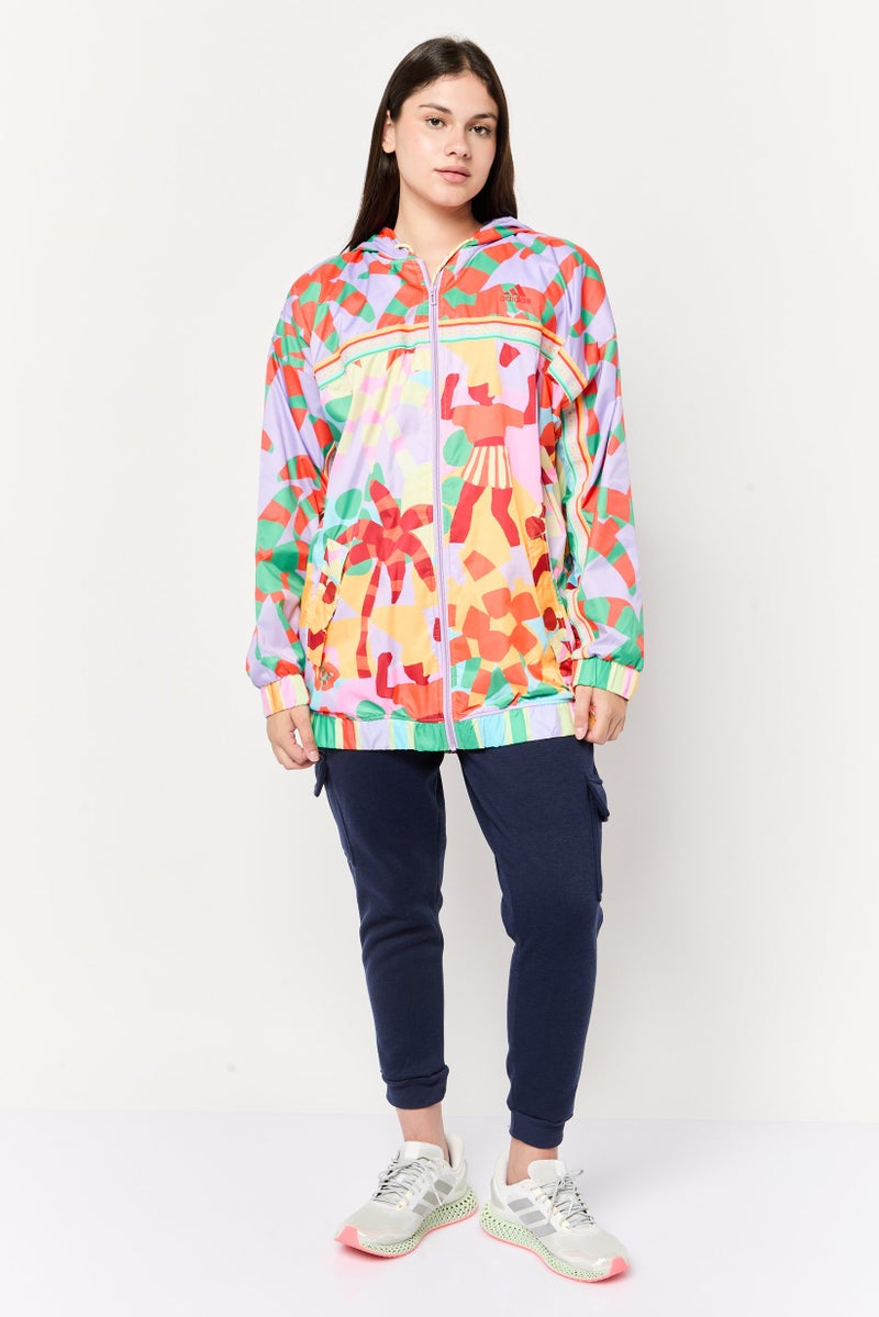 Adidas Women Loose Fit Brand Logo Outdoor Jacket, Multicolor - Image 2