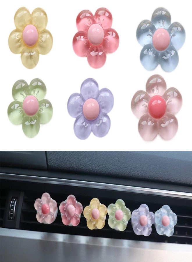 Joynaamn 6 PCS Car Accessories for Women, Flower Air Vent Clips Air Conditioner Outlet Decoration Car Interior Decor Charm, Assorted Color - Image 1