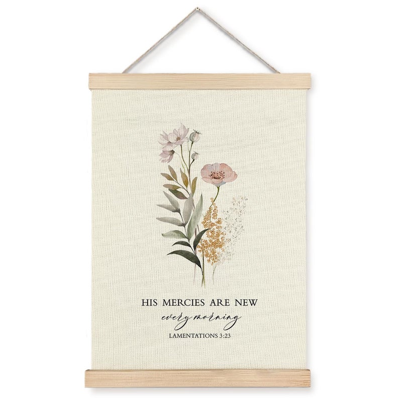Supwhd Christian Wall Art Decor for Bedroom Living Room Office, His Mercies are New Every Morning Scripture Wall Art Framed 12x16, Christian Gifts for Women - Image 1