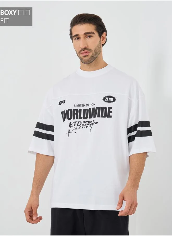 Styli Styli Slogan Print Oversized Round Neck T-Shirt