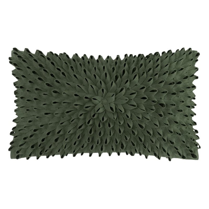 KINGROSE Handmade 3D Floral Decorative Throw Pillow Case Cushion Covers for Bed Living Room 12 x 20 Inches Wool Green - Image 1