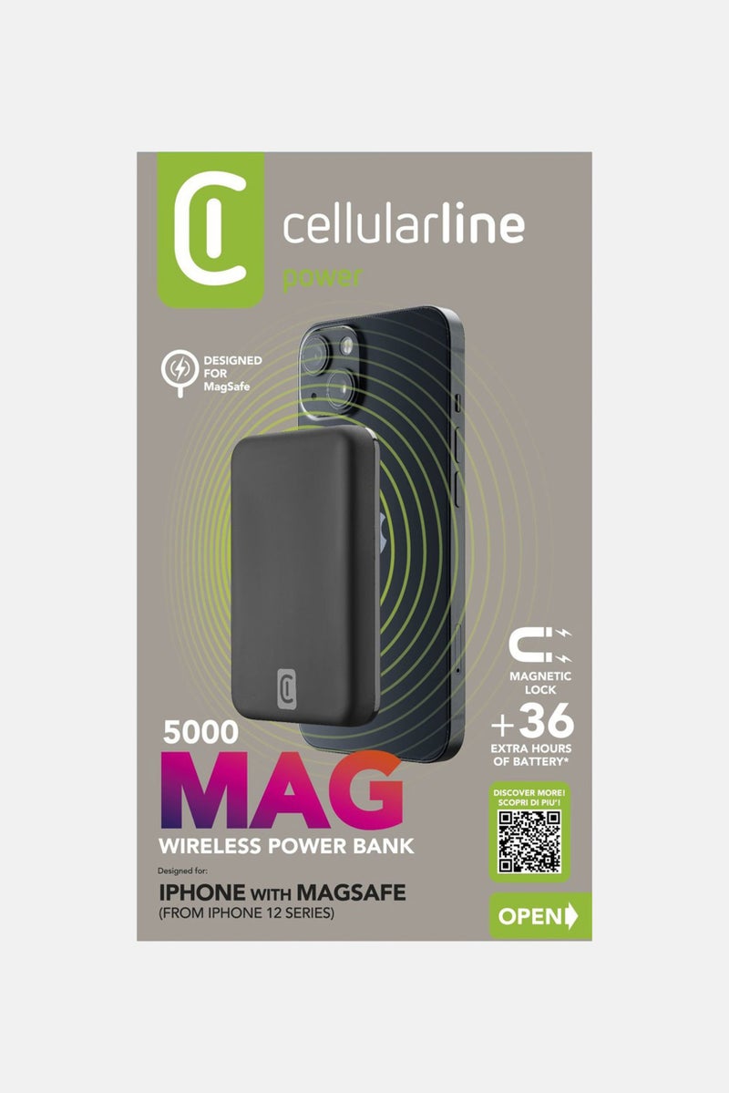 Cellularline Wireless Power Bank 5000 mAh, Black - Image 1