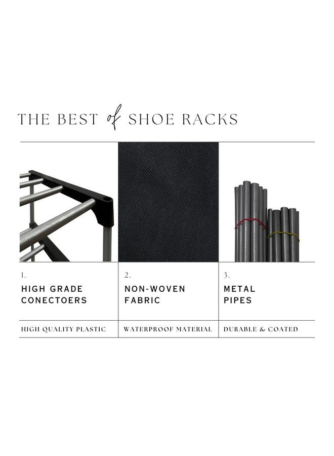 SANAMSTORE Metal 6 Tier Rack Shoe/Clothes/books stand Rack with cover for home (Need to Be Assemble - DIY) -Black, Cm - Image 2