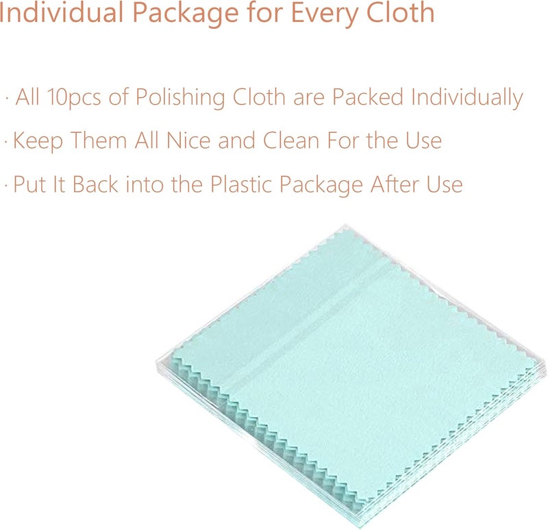 BEADNOVA Silver Polishing Cloth Cotton Jewelry Cleaning Cloth with AntiTarnish Paper for Silverware and Jewelry Handling 10pcs Each - Image 5