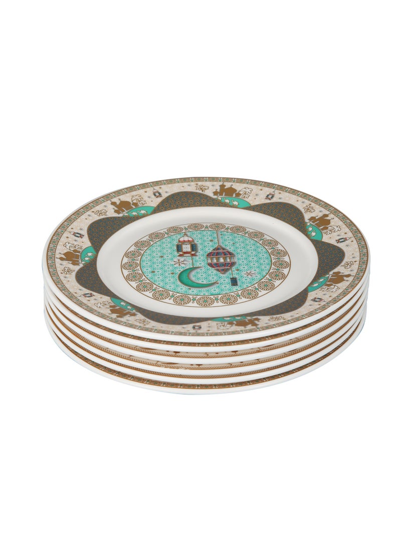 طقم أطباق حلوى رمضان 6 قطع 21*21 سم (ص) للعرض والتقديم الزخرفي - Image 2