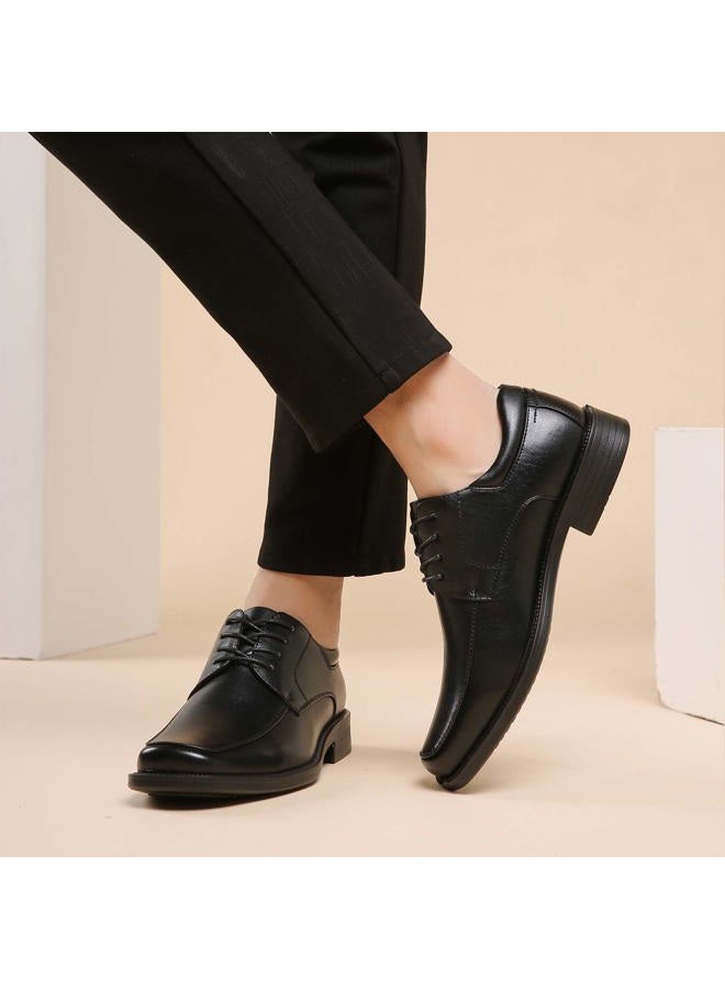 DECARSDZ Men's Faux Patent Leather Classic Lace-up Formal Oxford Tuxedo Dress Shoes, Black015, 44 EU - Image 2
