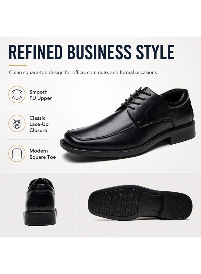 DECARSDZ Men's Faux Patent Leather Classic Lace-up Formal Oxford Tuxedo Dress Shoes, Black015, 44 EU - Image 5