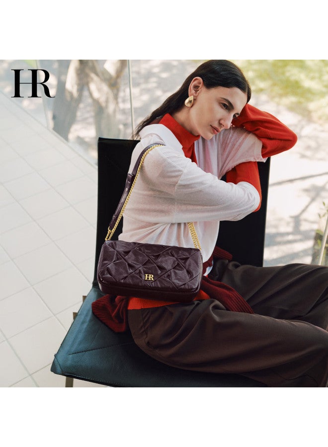 Hrhr Women's Vintage Style Ruched Shoulder Crossbody Bag First Layer Cowhide Underarm Bag Women's Day Gift - Image 2