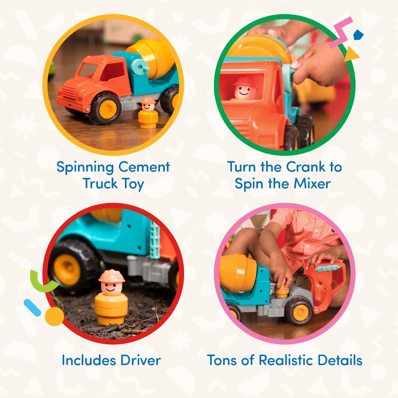 Battat â€“ Spinning Cement Truck â€“ Classic Toddler Trucks â€“ Kids Construction Toys â€“ Soft Rubber Wheels â€“ Cement Mixer â€“ 18+ Months - Image 3