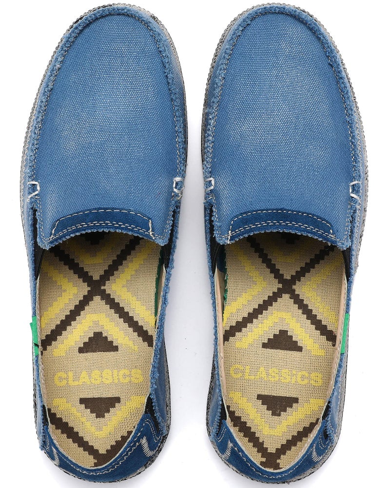 VILOCY Mens Slip on Deck Shoes Zero Drop Casual Canvas Loafer Vintage Flat Boat Shoes Sky Blue US11 EU45 - Image 2