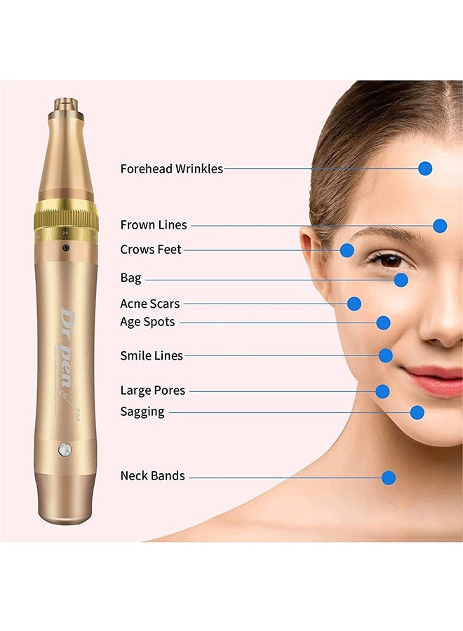 Dr pen Ultima Derma Pen Auto Microneedle System Gold With 6 PC White 12 Pin Needle - Image 2