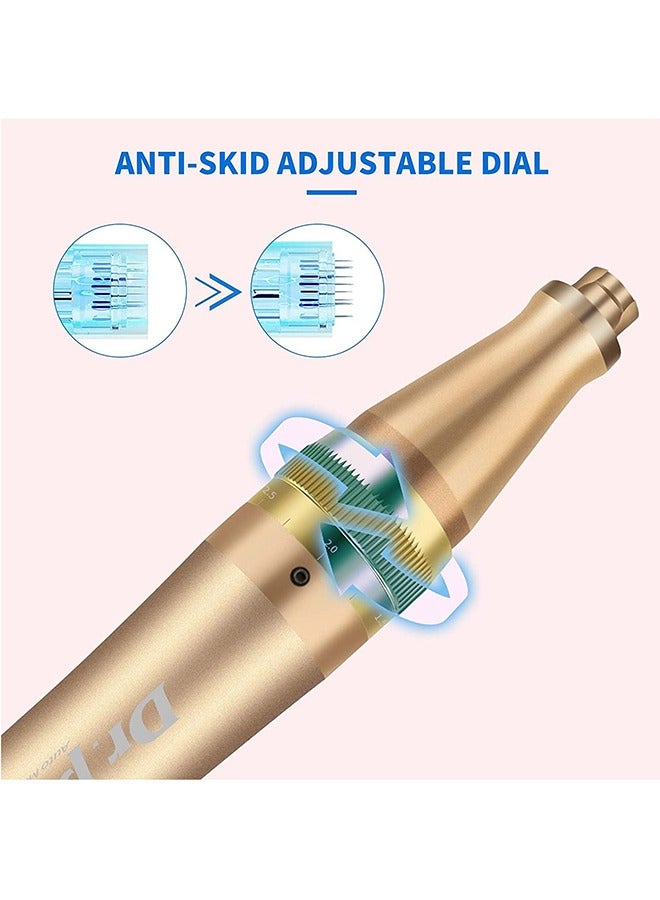 Dr pen Ultima Derma Pen Auto Microneedle System Gold With 6 PC White 12 Pin Needle - Image 4