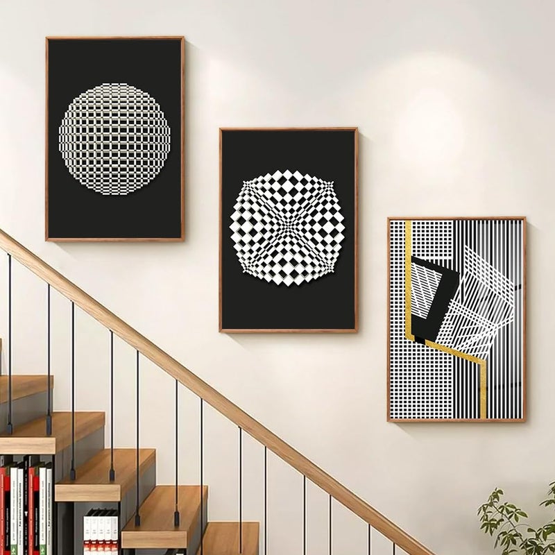 MPLONG Large Wood Grain Color Neutral Abstract Wall Art for Living Room, 3 Piece Boho Canvas Prints Paintings for Walls, Minimalist Geometric Pictures for Hallway Office Wall Decor 16" x 24" x 3 Pieces - Image 3