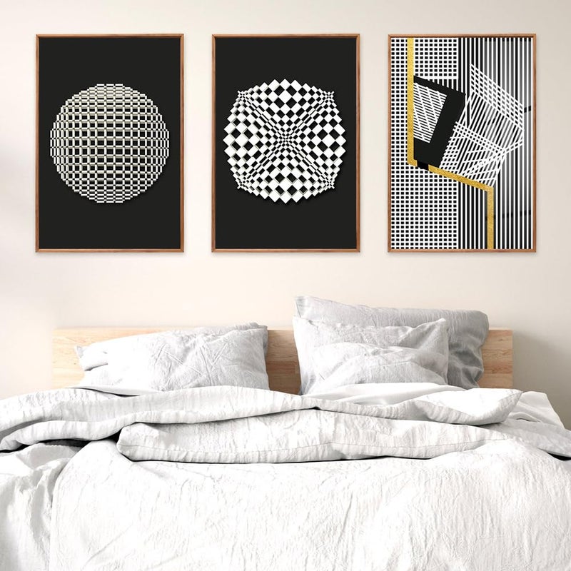MPLONG Large Wood Grain Color Neutral Abstract Wall Art for Living Room, 3 Piece Boho Canvas Prints Paintings for Walls, Minimalist Geometric Pictures for Hallway Office Wall Decor 16" x 24" x 3 Pieces - Image 2