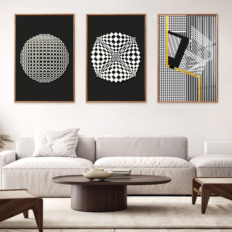 MPLONG Large Wood Grain Color Neutral Abstract Wall Art for Living Room, 3 Piece Boho Canvas Prints Paintings for Walls, Minimalist Geometric Pictures for Hallway Office Wall Decor 16" x 24" x 3 Pieces - Image 4