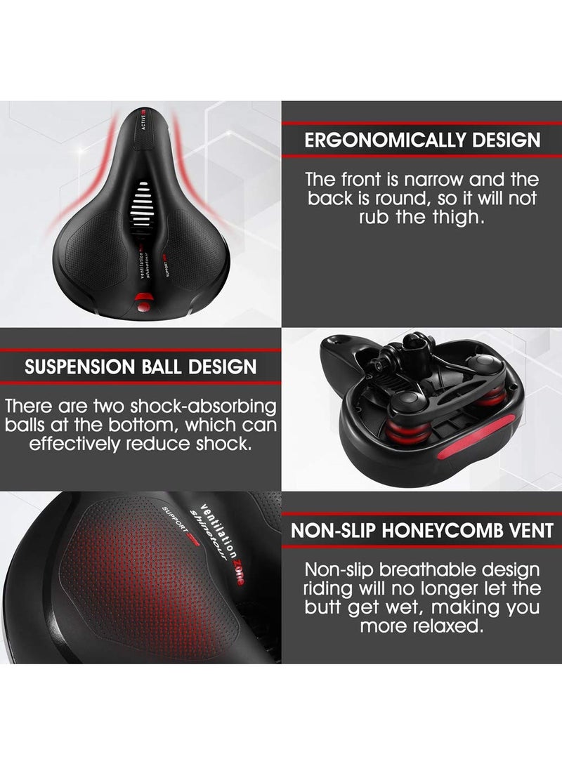 SYOSI Bicycle Saddle, Comfortable Bike Seat Cushion with Dual Shock Absorbing Balls & Memory Foam Soft & Comfortable & Breathable Bike Saddle for MTB/Road Bikes  - Image 4