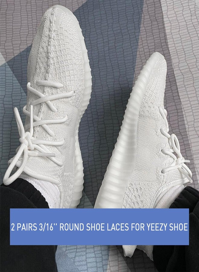 NDTEZUGT 2 Pairs 3/16'' Original Round Shoe Laces for Sneakers, Strings Shoelaces Replacement Laces for Adidas Yeezy Running Boost Shoes (White, 36''/92cm) - Image 2