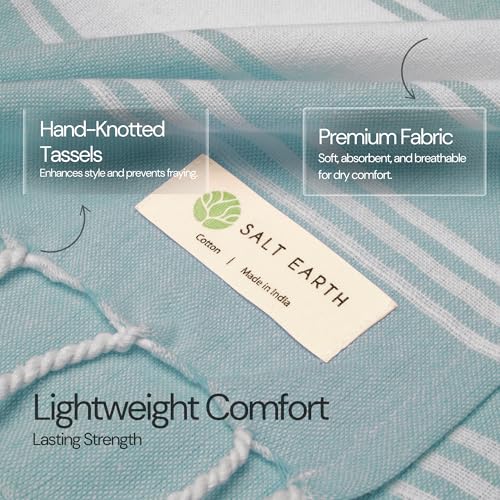Salt Earth Cotton Turkish Beach Towel Set of 4 36x72 Soft Quick Dry Sand Resistant Absorbent Towels for Bathroom Home Travel Pool Spa Bath Swim Beach Towels Oversized Hunter Green - Image 3