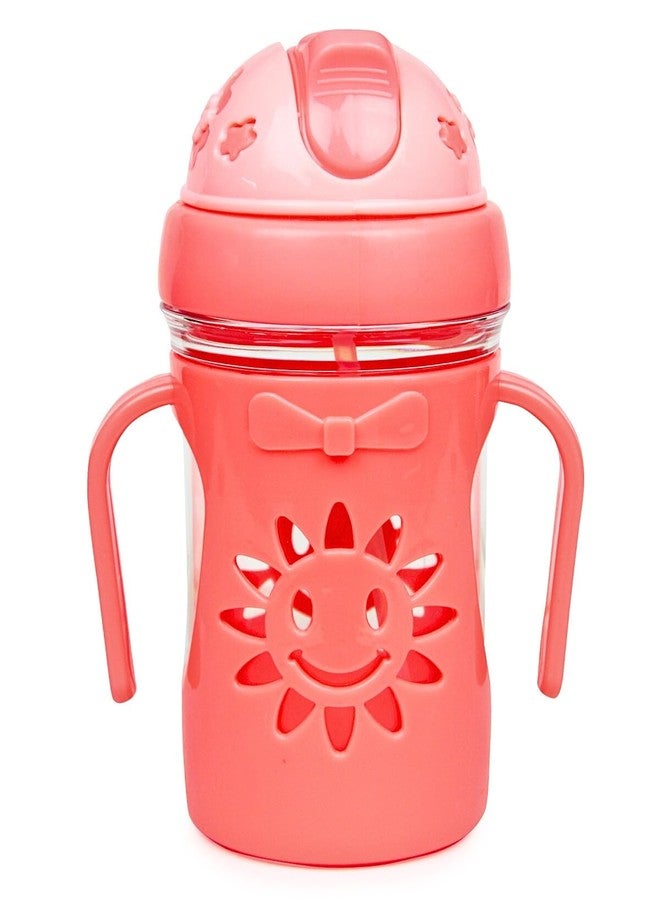 Neska Moda Twin Handle with Silicon Straw Drinking Sippy Cup/Sipper for Toddler/Kids-250 Ml (Pink)-BC92 - Image 1