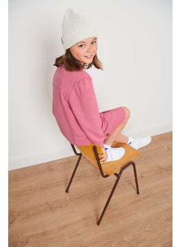 Tchibo Kids Girl Embroidered Long Sleeve Sweatshirt, Pink  - Image 1
