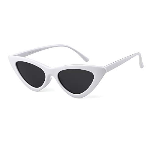 GIFIORE Cat Eye Sunglasses for Women Polarized, Vintage Retro Narrow Cateye Frame Sun Glasses (White Frame Grey Polarized Lens) - Image 4