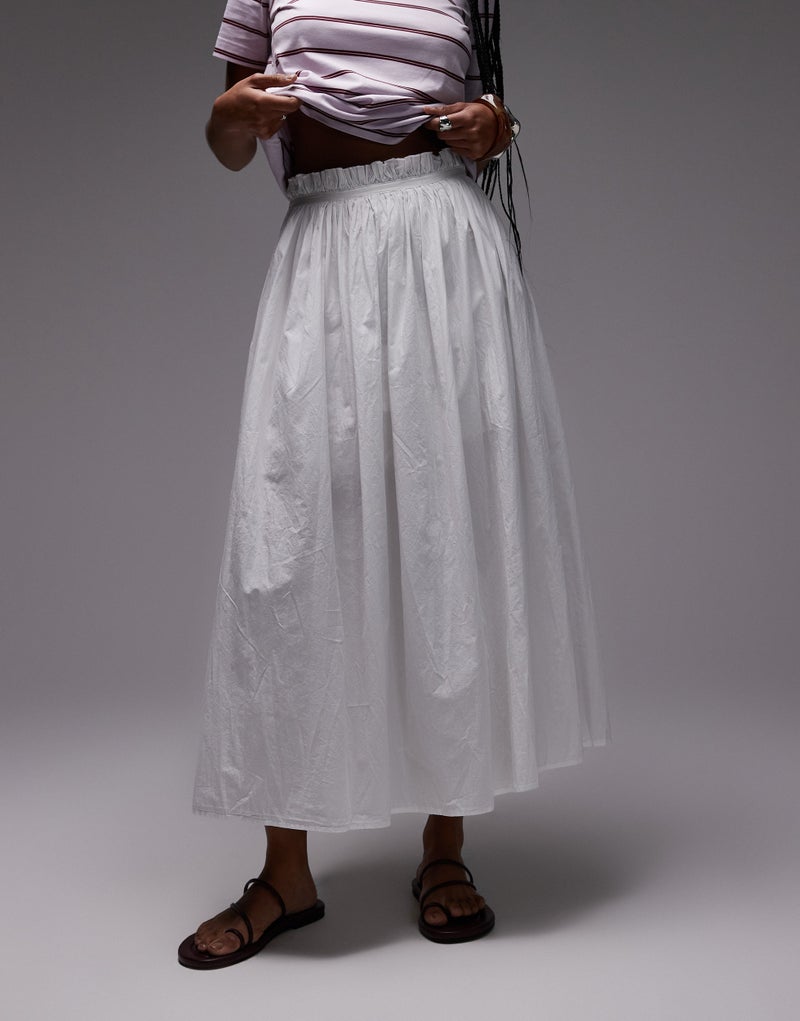 TOPSHOP Crinkle Cotton Laundered Full Skirt  - Image 1