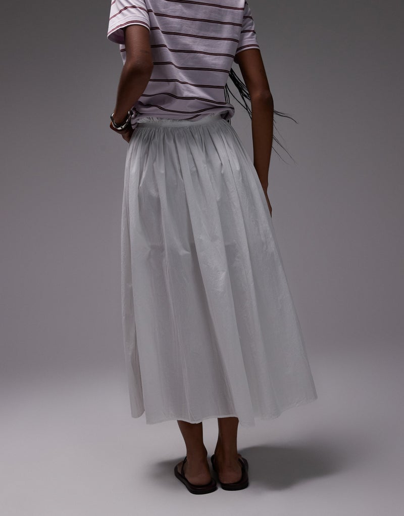 TOPSHOP Crinkle Cotton Laundered Full Skirt  - Image 2