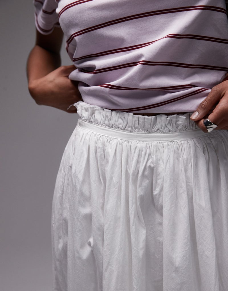 TOPSHOP Crinkle Cotton Laundered Full Skirt  - Image 3