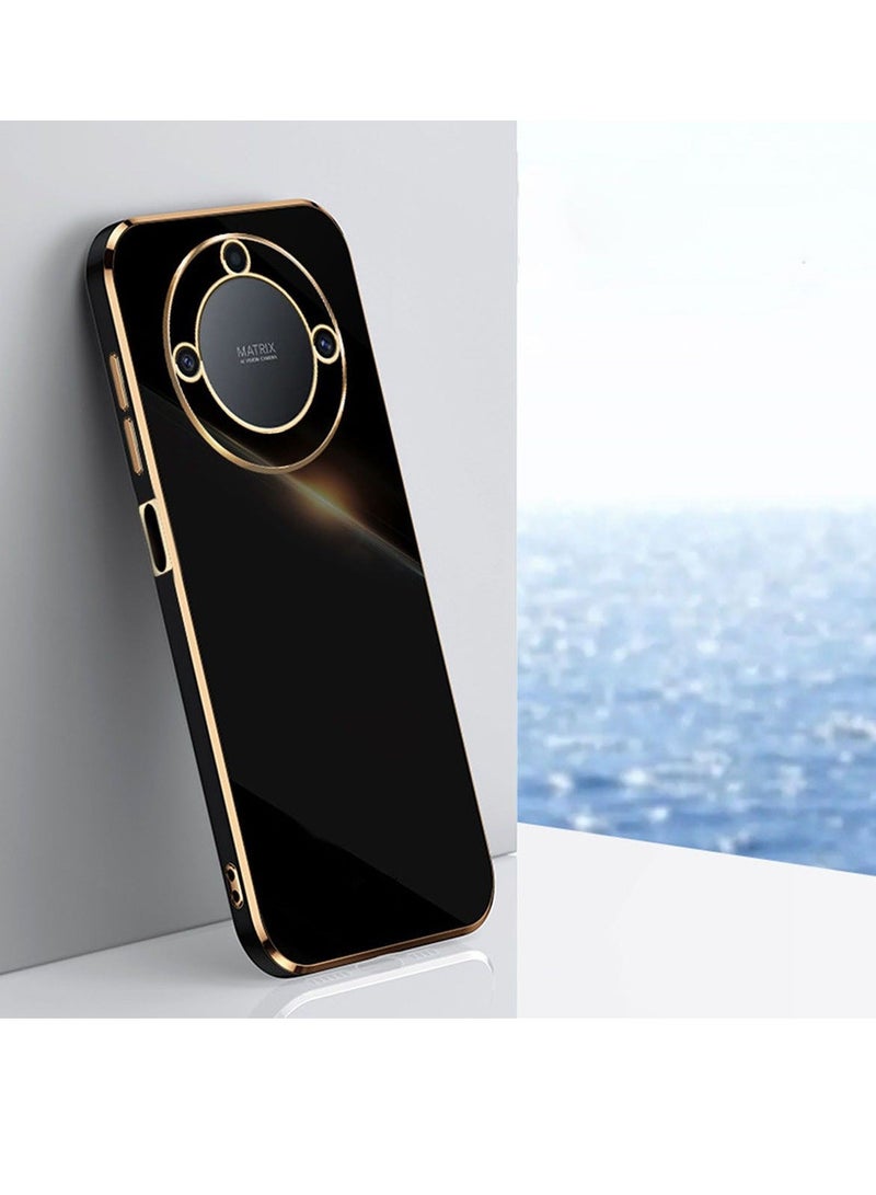 for Honor X9c Smart 5G Case, Plating Soft Back Cover, Raised Full Camera Protection, Slim Thin TPU Mobile Phone Case for Honor X9c Smart 5G, Black - Image 1