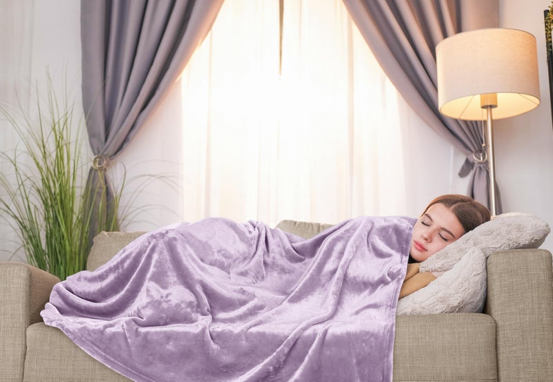 Utopia Bedding بطانية فليس من يوتوبيا بحجم ليلك 300GSM فاخرة مضادة للكهرباء الساكنة ناعمة من الألياف الدقيقة للكنبة والأريكة والسرير (60x50 بوصة) - Image 5