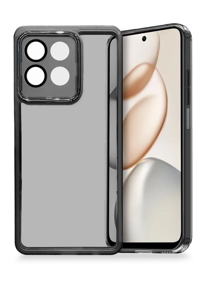 دبليو تيك غطاء خلفي لهاتف Honor X7d 5G/4G / Honor 400 Smart 5G 2025، مصنوع من السيليكون الشفاف الناعم لحماية عدسة الكاميرا، نحيف للغاية، أنيق، مع حافة كاميرا مطلية كهربائيًا - أسود - Image 1