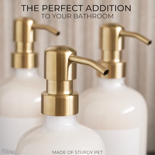 KIBAGA Stylish Shampoo and Conditioner Dispenser Set of 3 - Modern 21oz Shower Soap Bottles with Pump and Labels - Easy to Refill Body Wash Dispensers for an Instant Bathroom Decor Upgrade Clear - Image 4