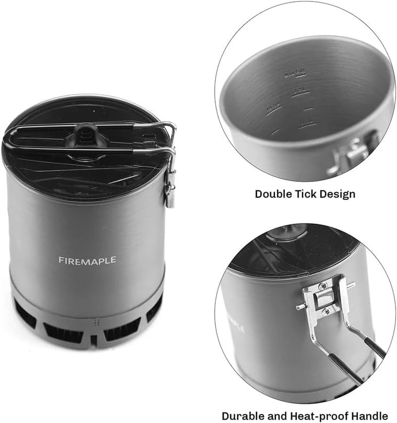 Fire-Maple 600ml G3 Petrel Ultralight Camping Pot Lightweight Outdoor High Efficiency Foldable Heat Exchanger Pot Portable for Hiking Travel (162g) - Image 2