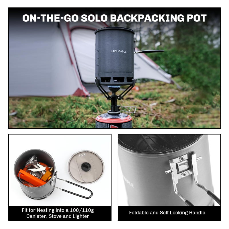 Fire-Maple 600ml G3 Petrel Ultralight Camping Pot Lightweight Outdoor High Efficiency Foldable Heat Exchanger Pot Portable for Hiking Travel (162g) - Image 4