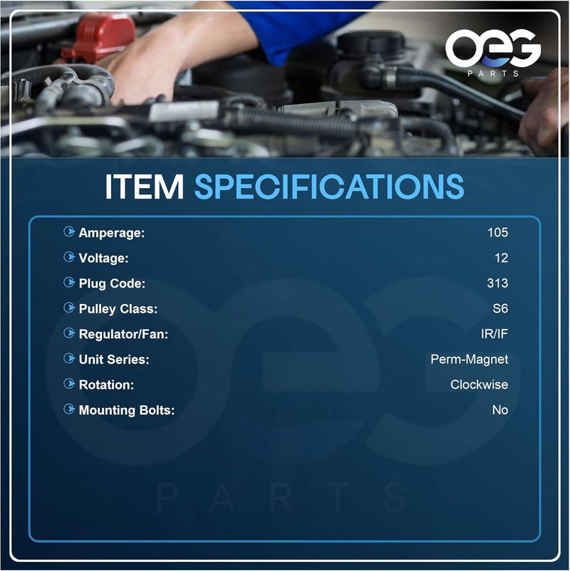 Parts Player قطع غيار OEG مولد جديد متوافق مع كاديلاك إسكاليد شيفروليه بلازر C10 C20 C30 بيك أب GMC إيسوزو 4.3L 5.0L 5.7L 7.4L 96 97 98 99 00 01 02 1996-2002 ADR0089, 40012098, 40012098R - Image 3