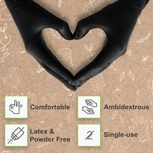 FifthPulse [150 Count] Medium Biodegradable Gloves - Black Nitrile Disposable Gloves - Medical Exam and Food Safe - Powder and Latex Free with Textured Fingertips - Image 2