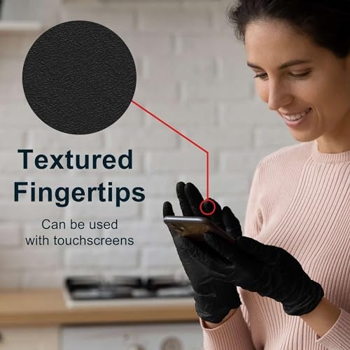 FifthPulse [150 Count] Medium Biodegradable Gloves - Black Nitrile Disposable Gloves - Medical Exam and Food Safe - Powder and Latex Free with Textured Fingertips - Image 3