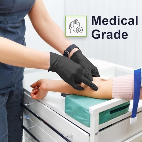 FifthPulse [150 Count] Medium Biodegradable Gloves - Black Nitrile Disposable Gloves - Medical Exam and Food Safe - Powder and Latex Free with Textured Fingertips - Image 5