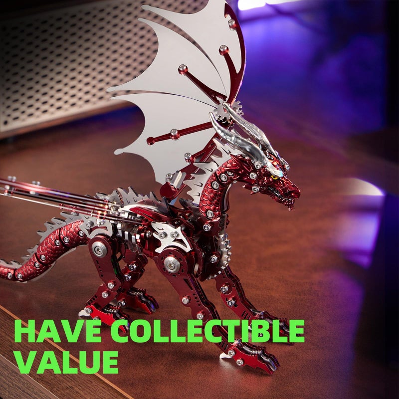 OreilleStar 3D Metal Dragon Puzzle, Mechanical Model Building Kit, Green and Red Assembly Puzzle for Adults Gift (Red Dragon) - Image 4