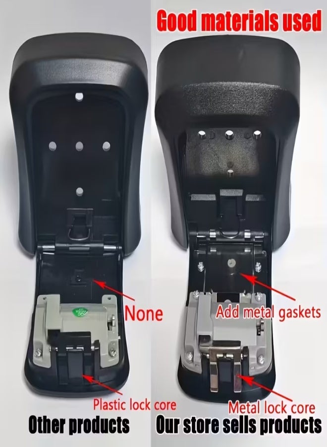 Heavy-Duty Key Safe Box with Combination Dial – Stainless Steel & Plastic Construction, Wall-Mounted Security Lock Box for Home, Office, Hotel & Construction Sites, Anti-Theft Design, Weather-Resistant Key Storage - Gray - Image 4