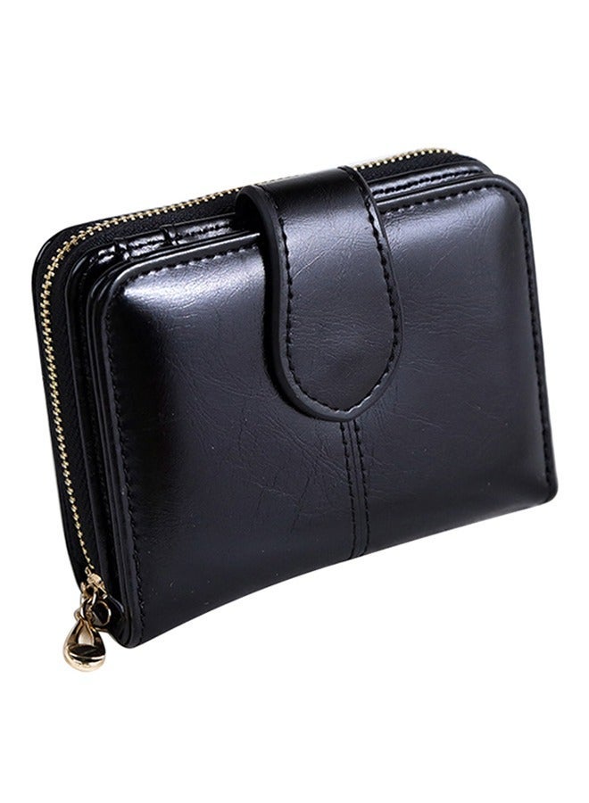 DUNISO Women's Vintage Faux Leather Wallet, Wallets With Zipper Coin Pocket, Short Ladies Small Wallet, Business Leisure Wallet Black 12*3*10 cm - Image 3