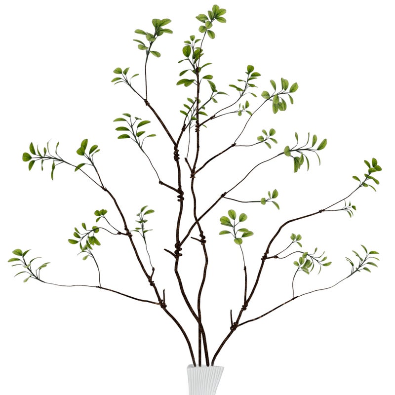AENTGIU Faux Greenery Stems Branches for Vases 4 Pcs Realistic Ficus Branches Fake Eucalyptus Stems TwigStyle Fake Plants for Vase Fillers Centerpieces and Home Decor - Image 2