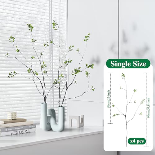 AENTGIU Faux Greenery Stems Branches for Vases 4 Pcs Realistic Ficus Branches Fake Eucalyptus Stems TwigStyle Fake Plants for Vase Fillers Centerpieces and Home Decor - Image 3